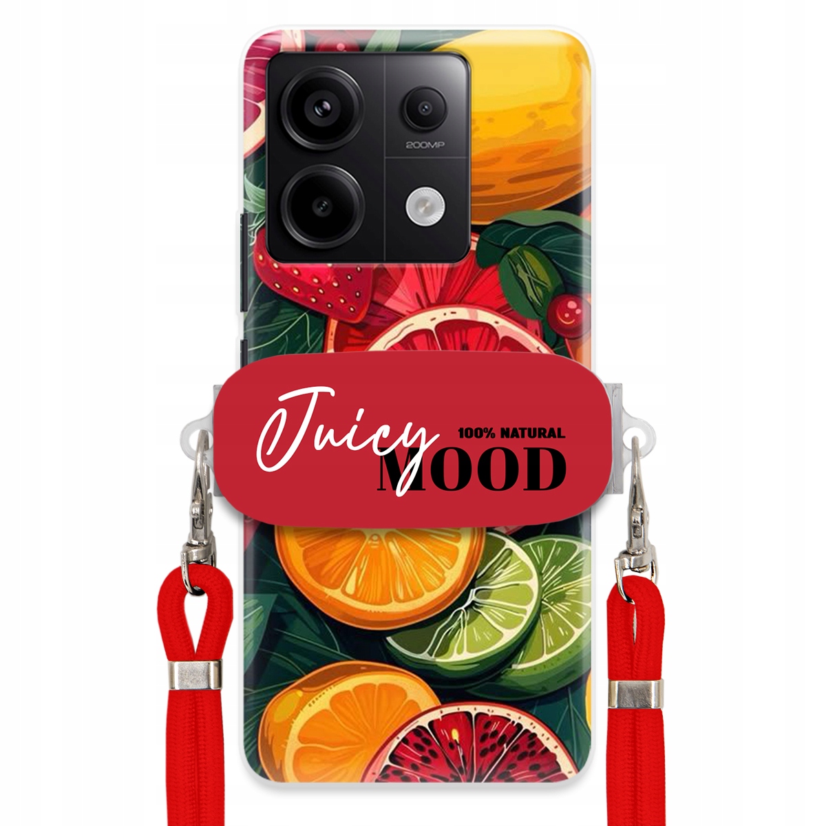 Pouzdro pro Xiaomi Redmi Note 13 Pro 5G Červené vodítko Držák Juice Mood Módní