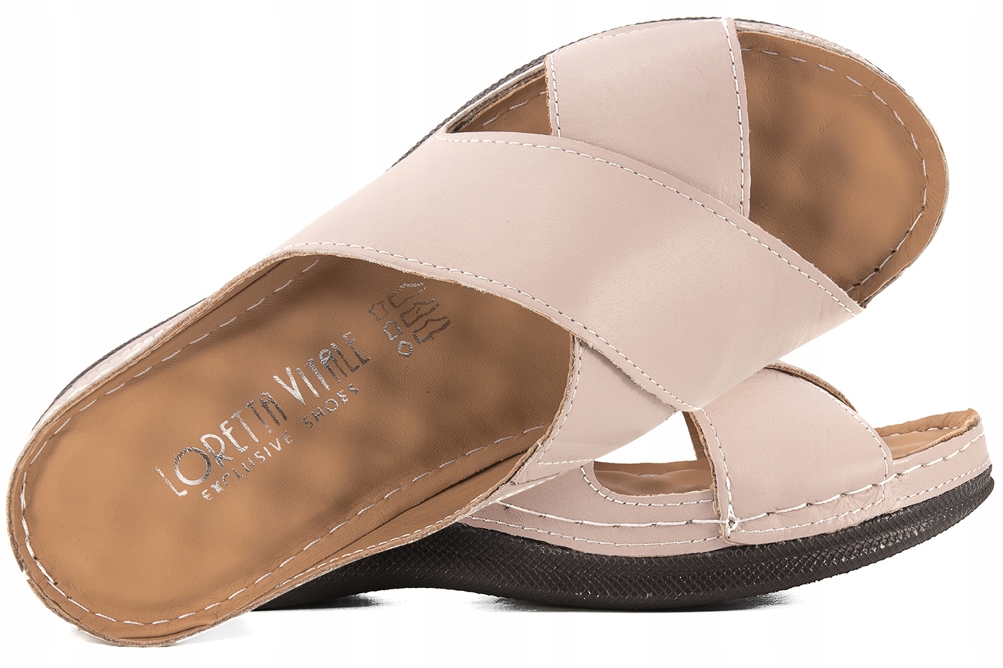 Loretta Vitale 1604 Nazouváky Koturn Kůže šedo-béžová