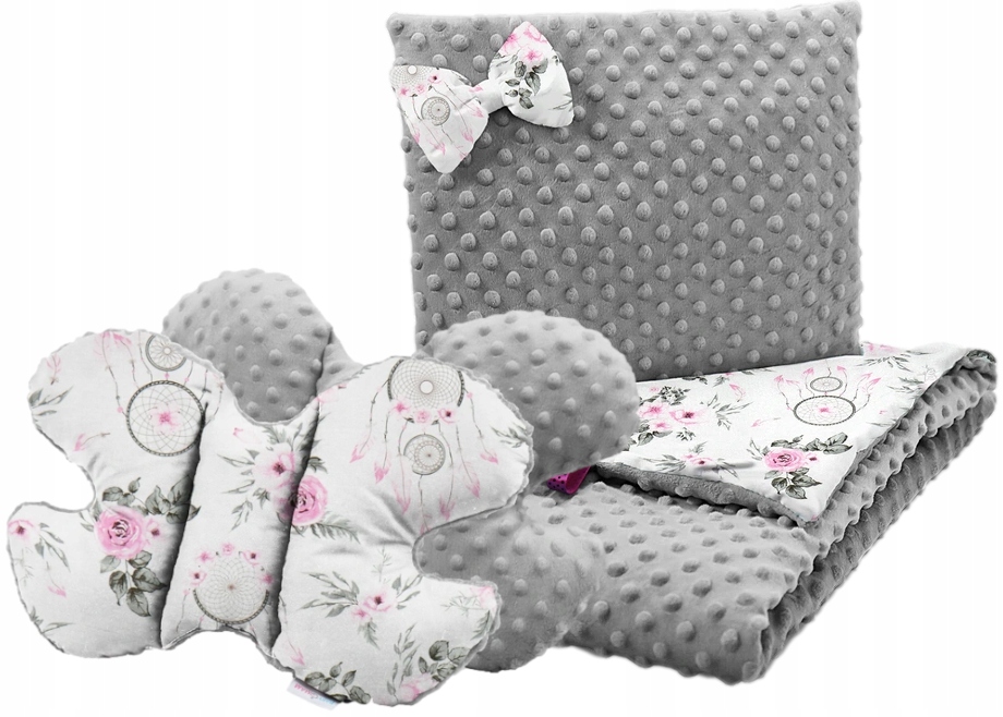 

Kocyk Minky Do Wózka Poduszka+kołderka+motylek 3w1