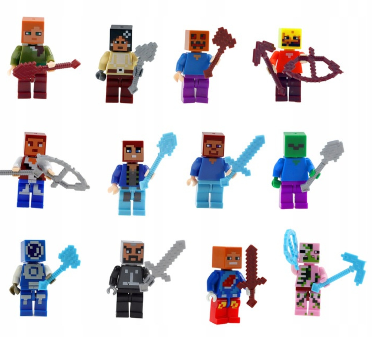 MINECRAFT FIGURKI 12 SZTUK AKCESORIA ZESTAW Marka Leba