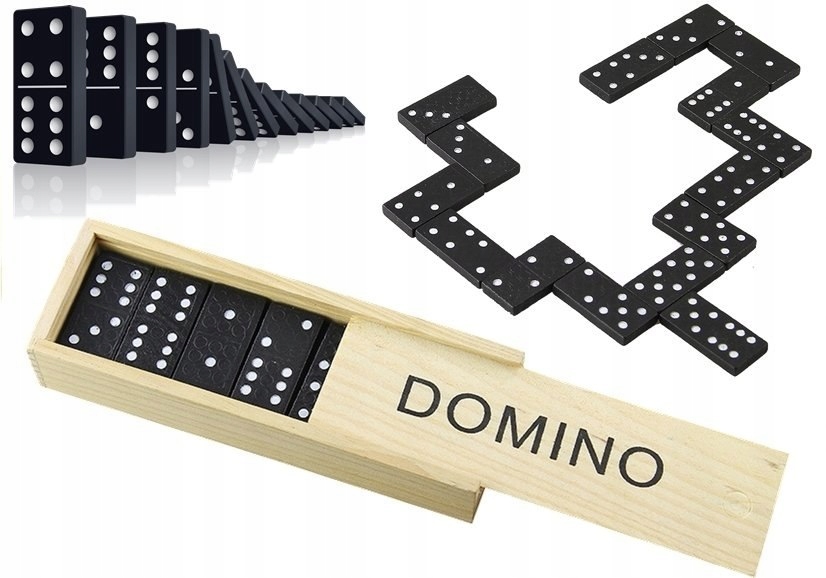 DOMINO DREWNIANE KLASYCZNA GRA W PUDEŁKU 28 EL. Typ Podstawa