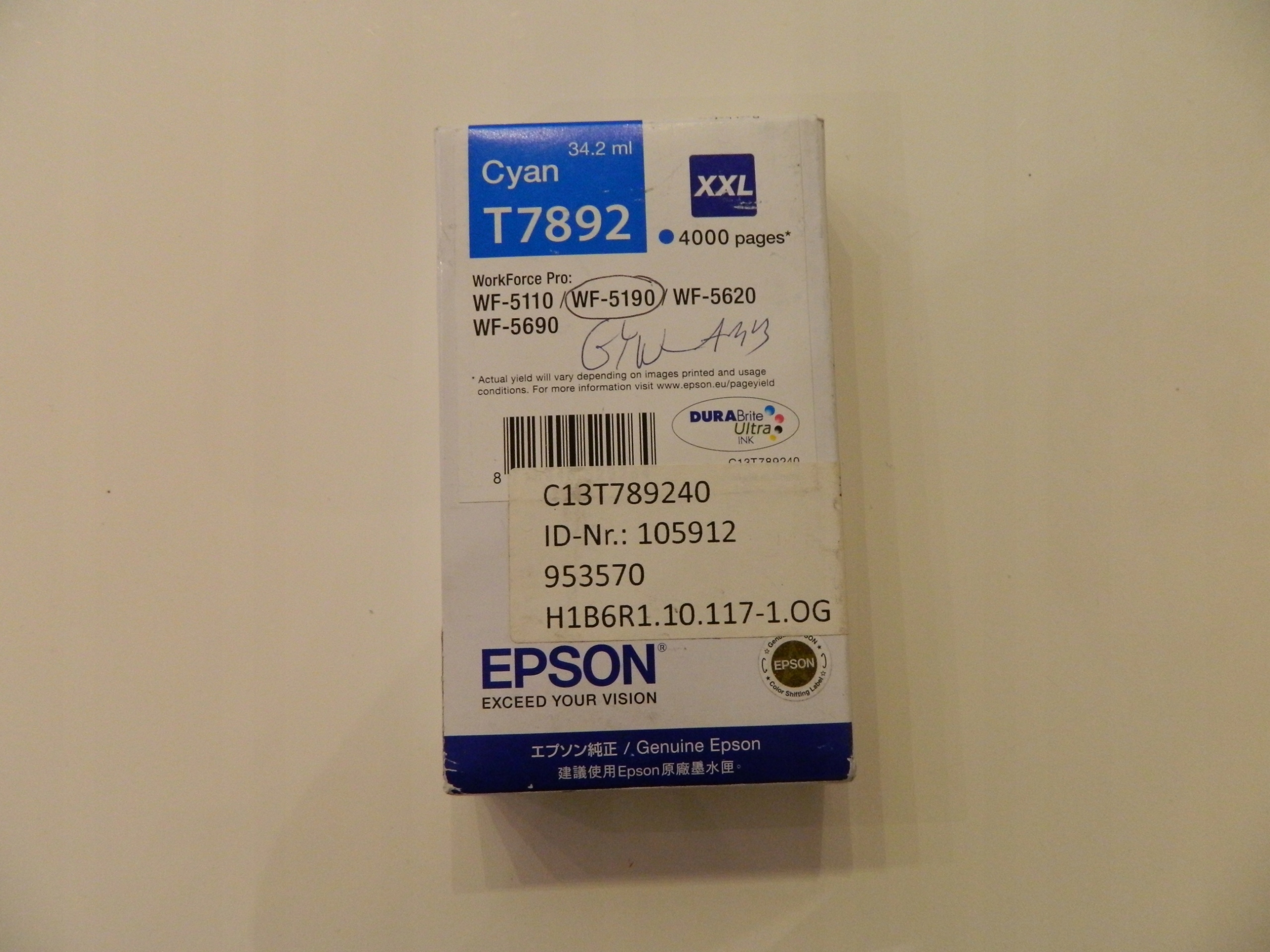 Originálny atrament Epson T7892/XXL C13T789240 Cyan