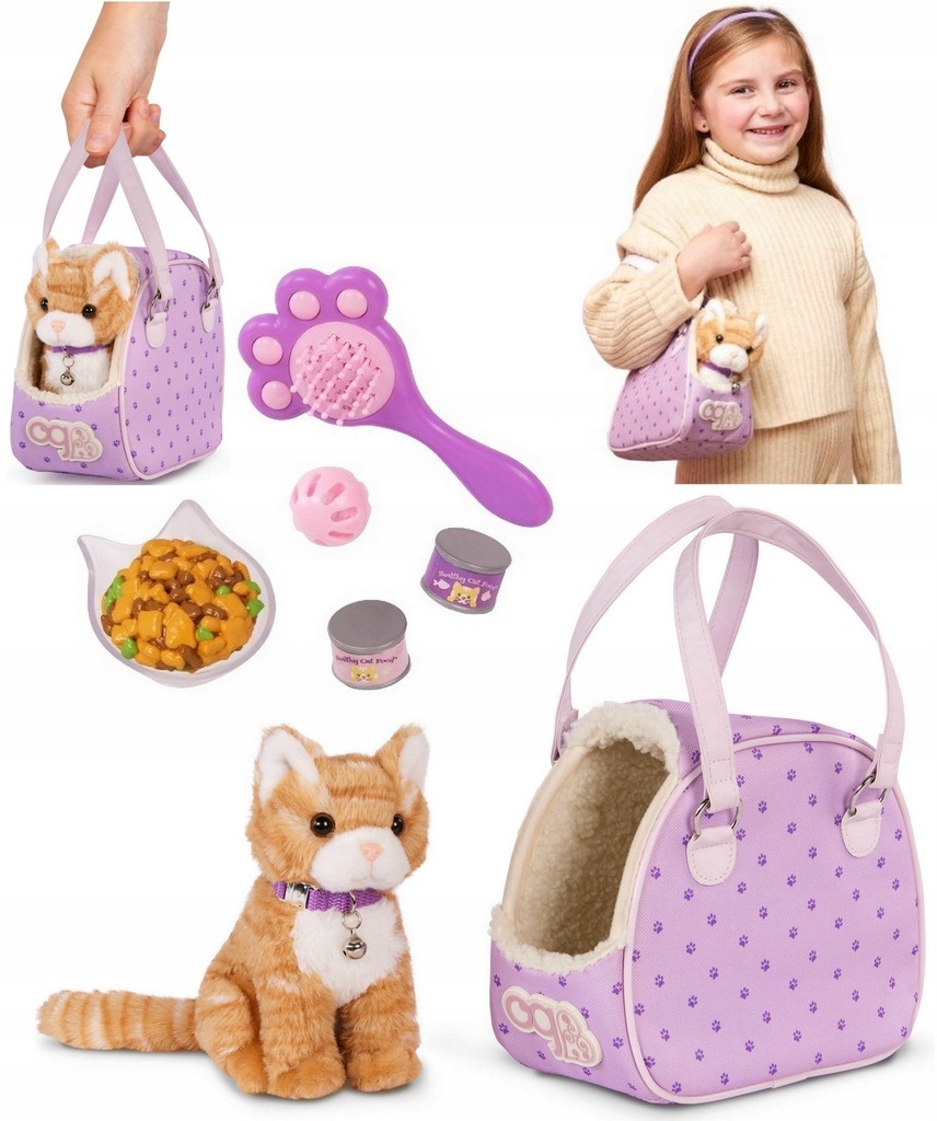 Plyšové mačiatko v taške s obojkom a príslušenstvom hračka mačka Our Generation