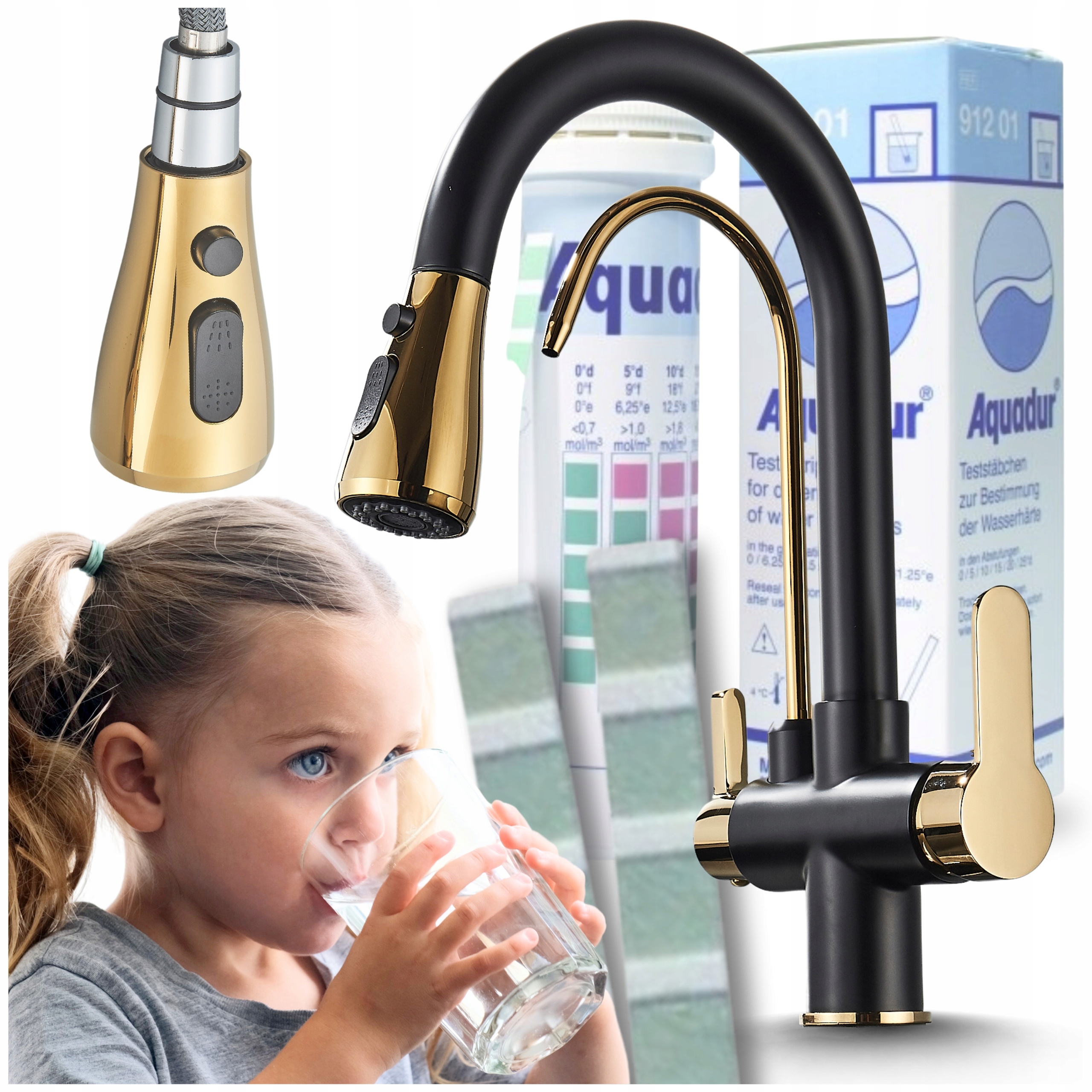 Kuchyňská Baterie s Vytahovací Sprchou, Trojcestná Baterie pro Vodní Filtr