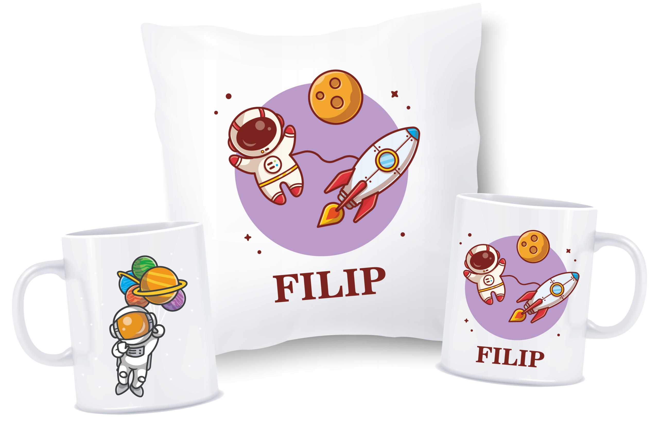 

Zestaw Poduszka Kubek Kosmos Twoje Imię