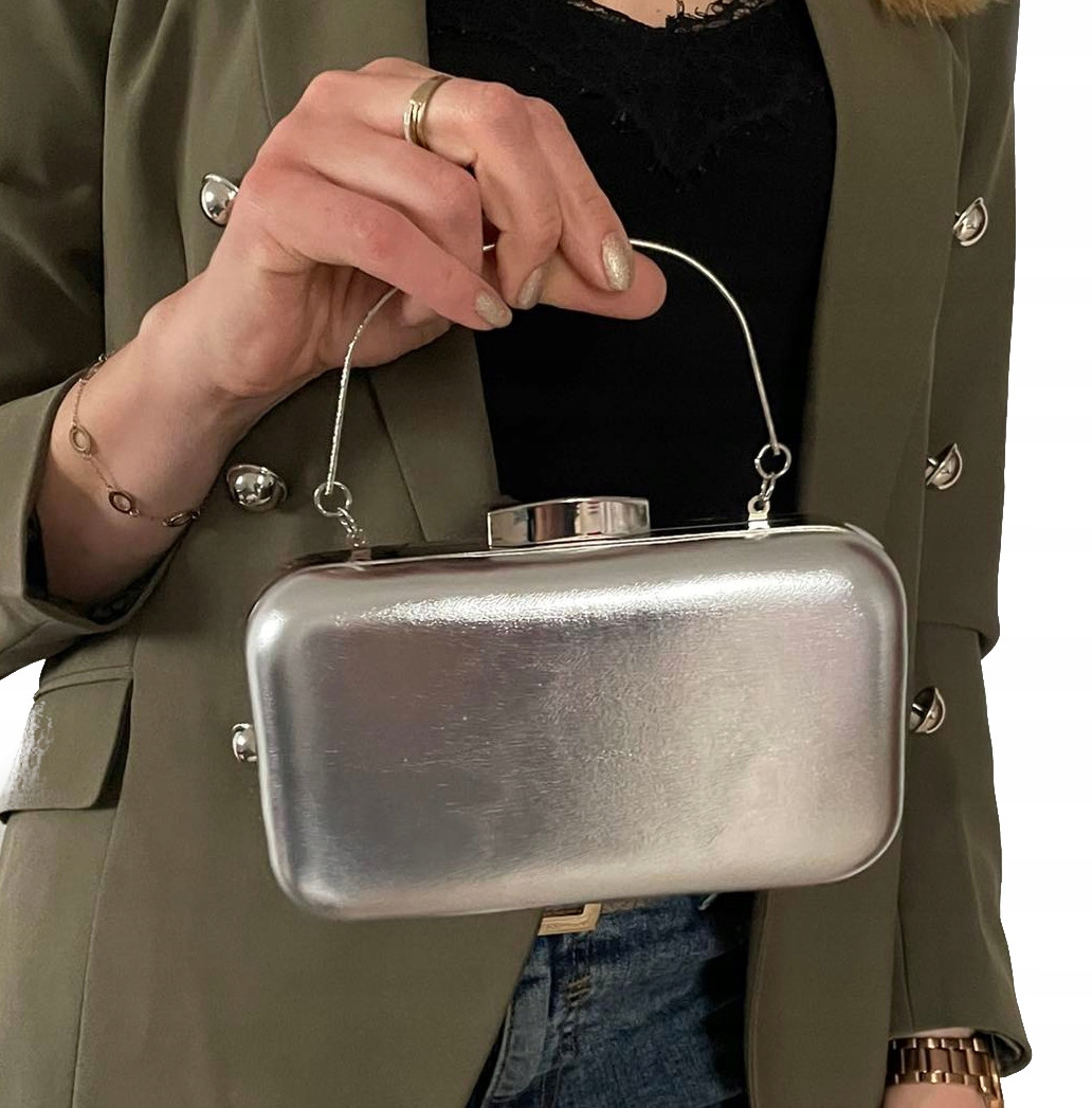 WIECZOROWA KOPERTÓWKA PUZDERKO EKO silver RĄCZKA