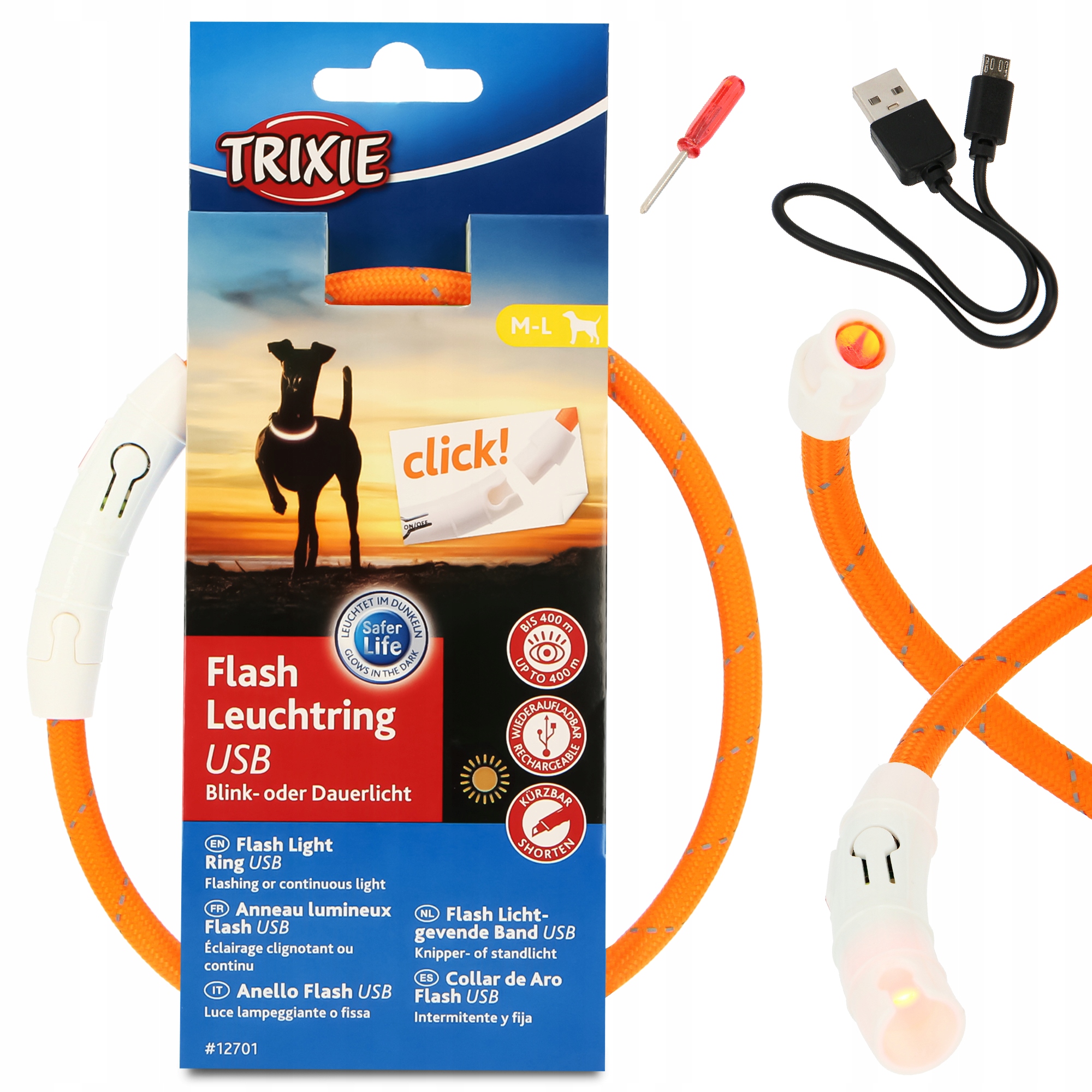 

Świecąca Obroża Led Odblask Regulacja Usb Psa M/L