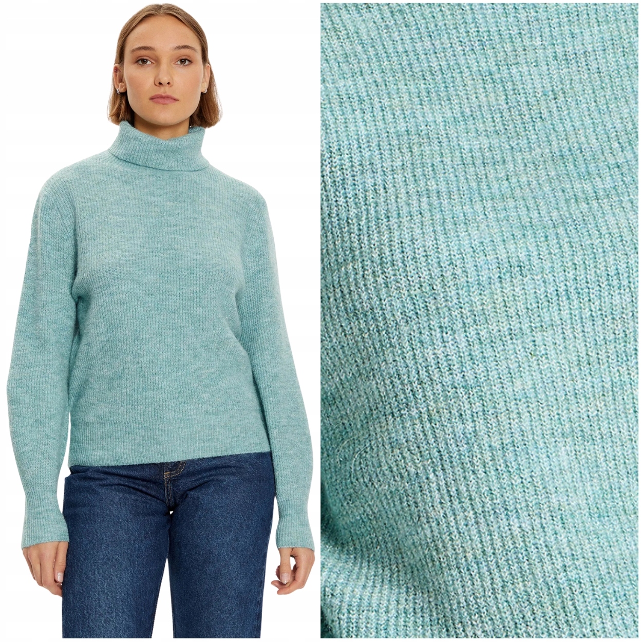 Lee Roll Neck Knit Pond volný pastelový dámský rolák s příměsí vlny L