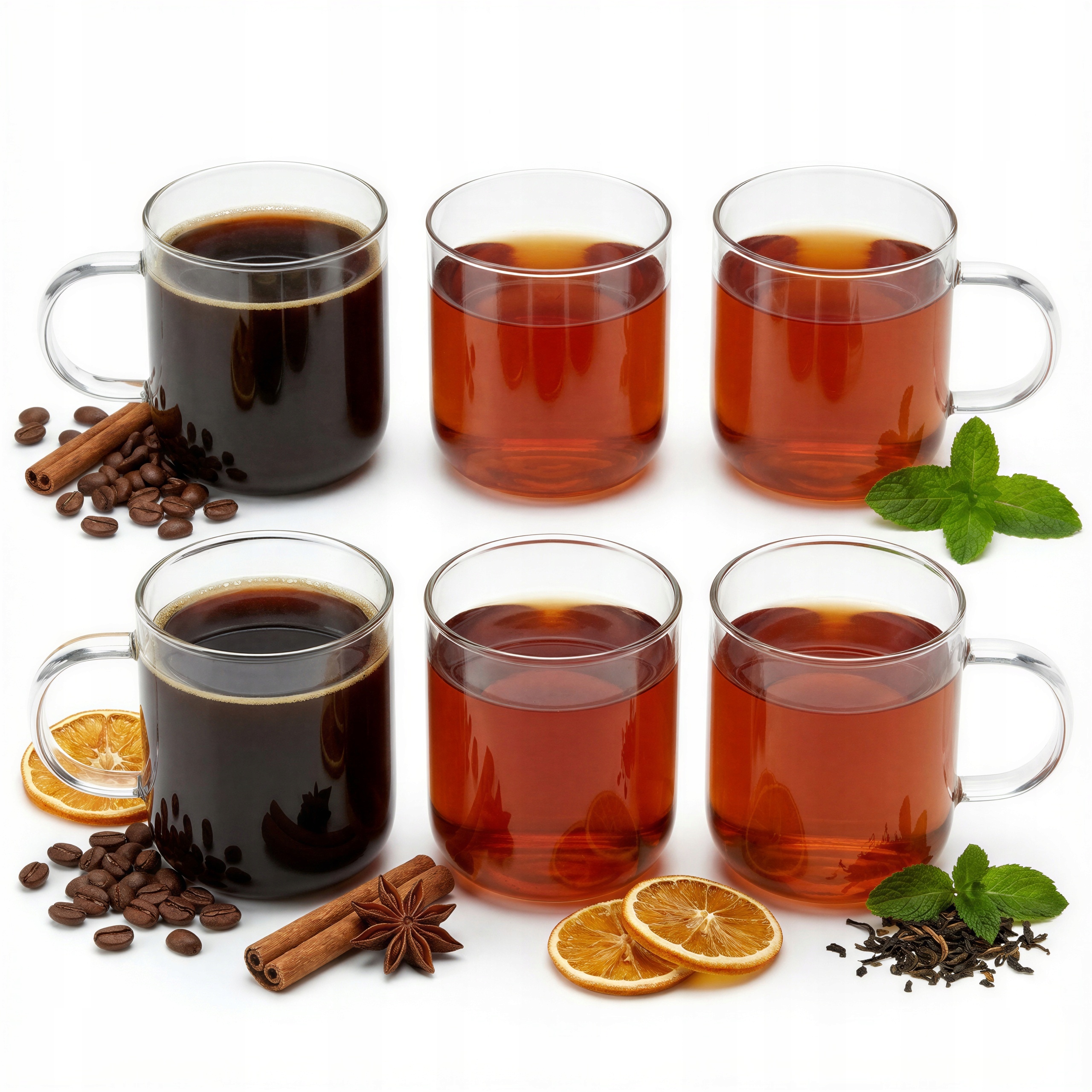 Sklenice 6 Kusů Borosilikátové 330 ML Průhledné Na Kávu A Čaj