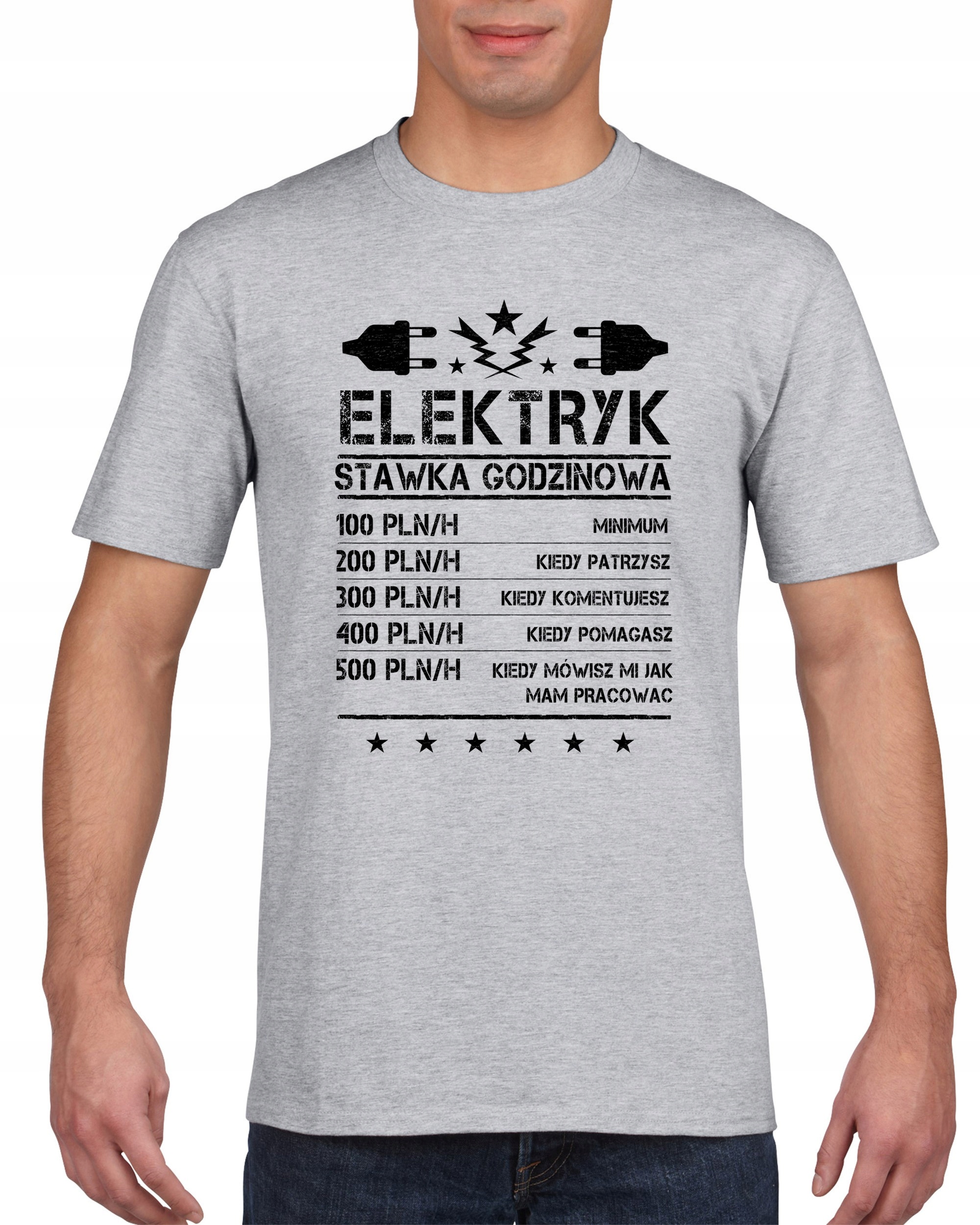 

Koszulka męska Elektryk stawka godzinowa M