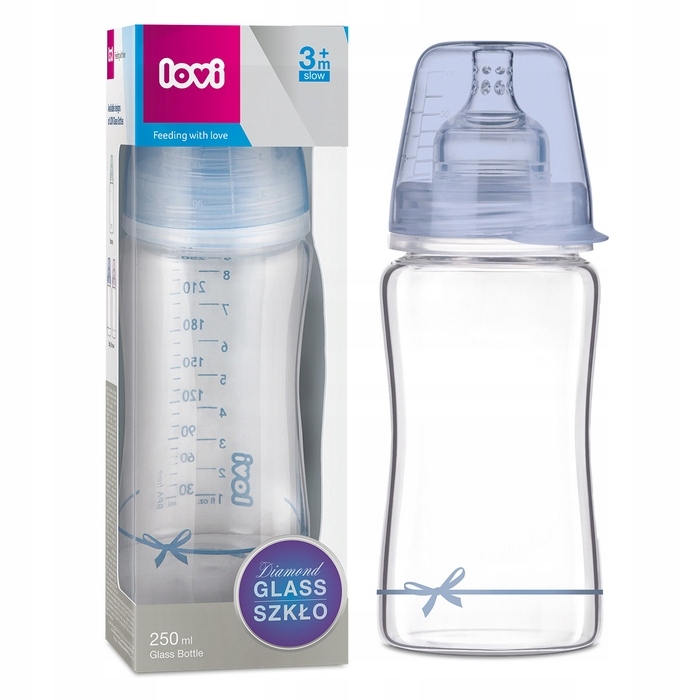 LOVI BUTELKA SZKLANA DIAMOND GLASS BOY 250ml 3m+