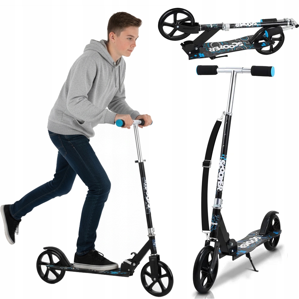 Hulajnoga Miejska Klasyczna Składana Dla Dzieci Regulowana Czarny 200 mm