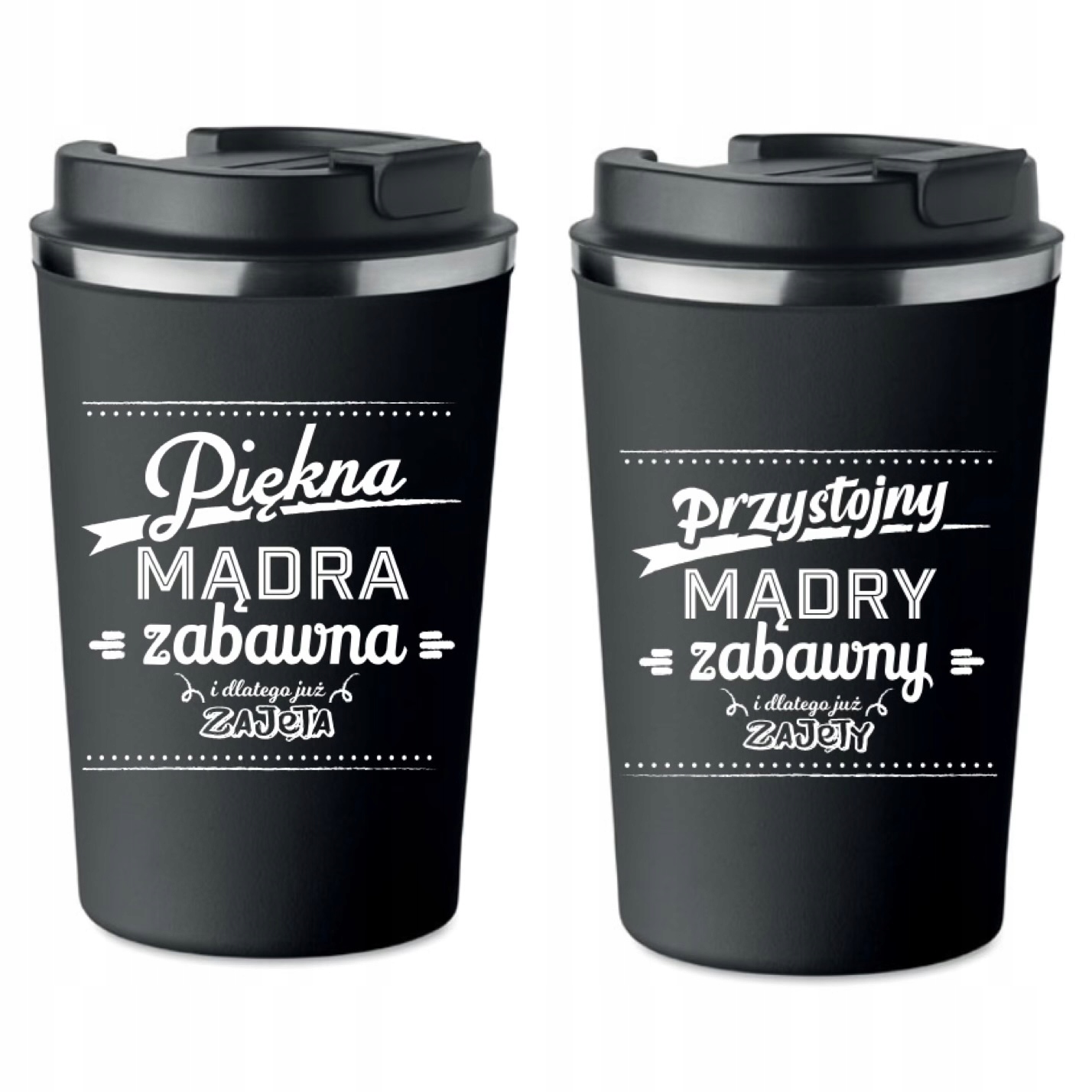 Sada 2 Termohrnků černá Valentýn Svatba dárek Obsazený KT_327