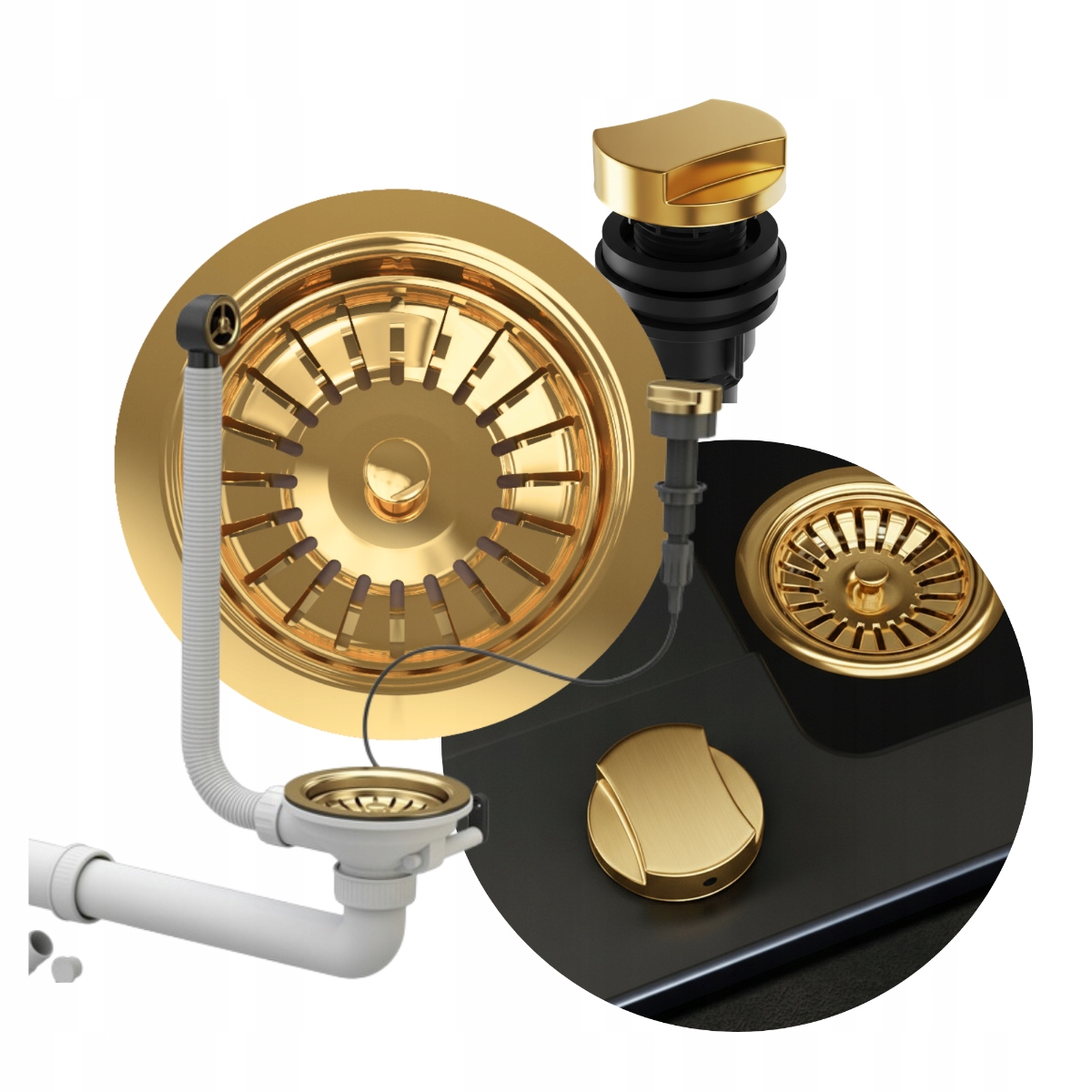 Zlatý Automatický Jednokomorový nástenný Syfon Premium