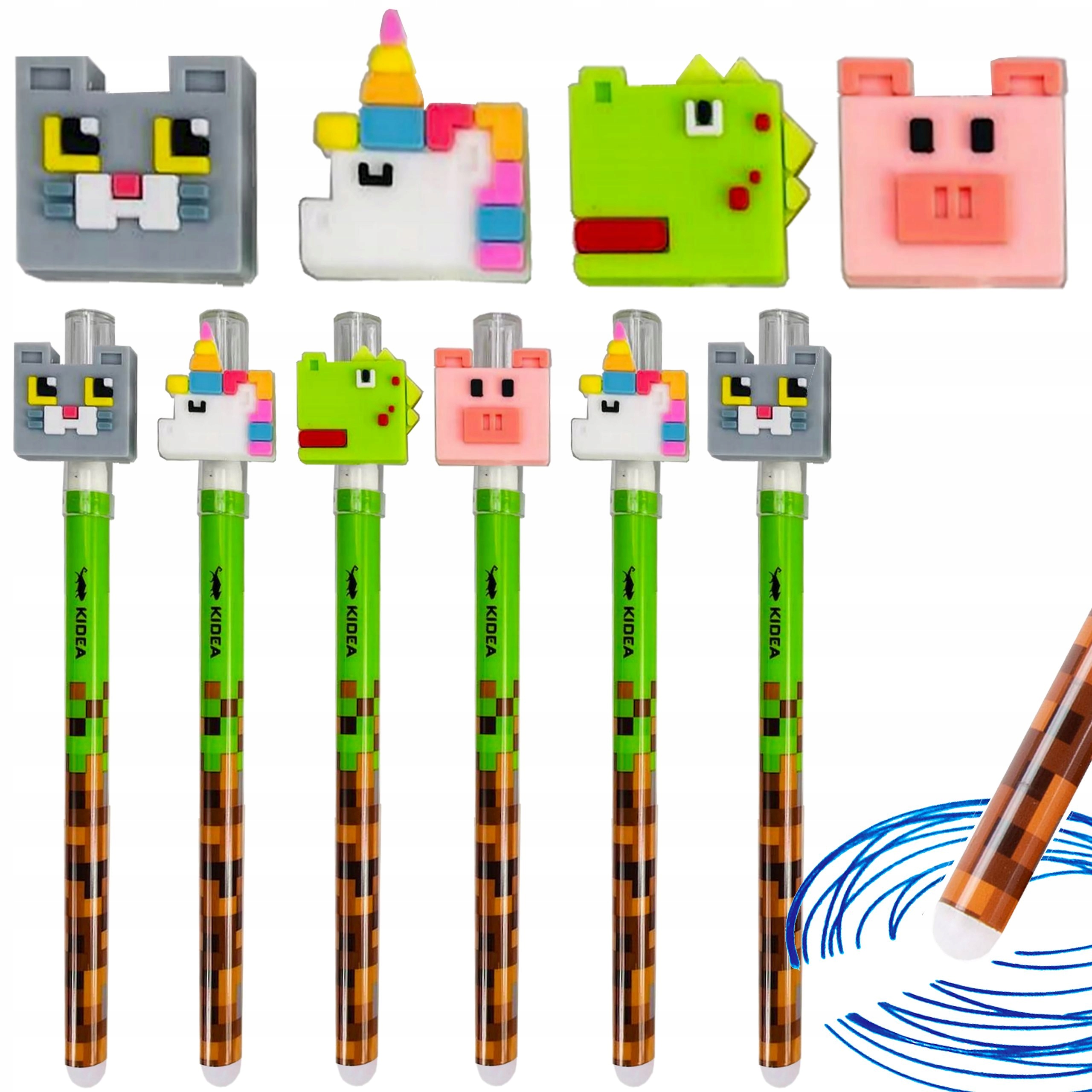 

6 X Długopis Wymazywalny Niebieski Gra Pixele Game