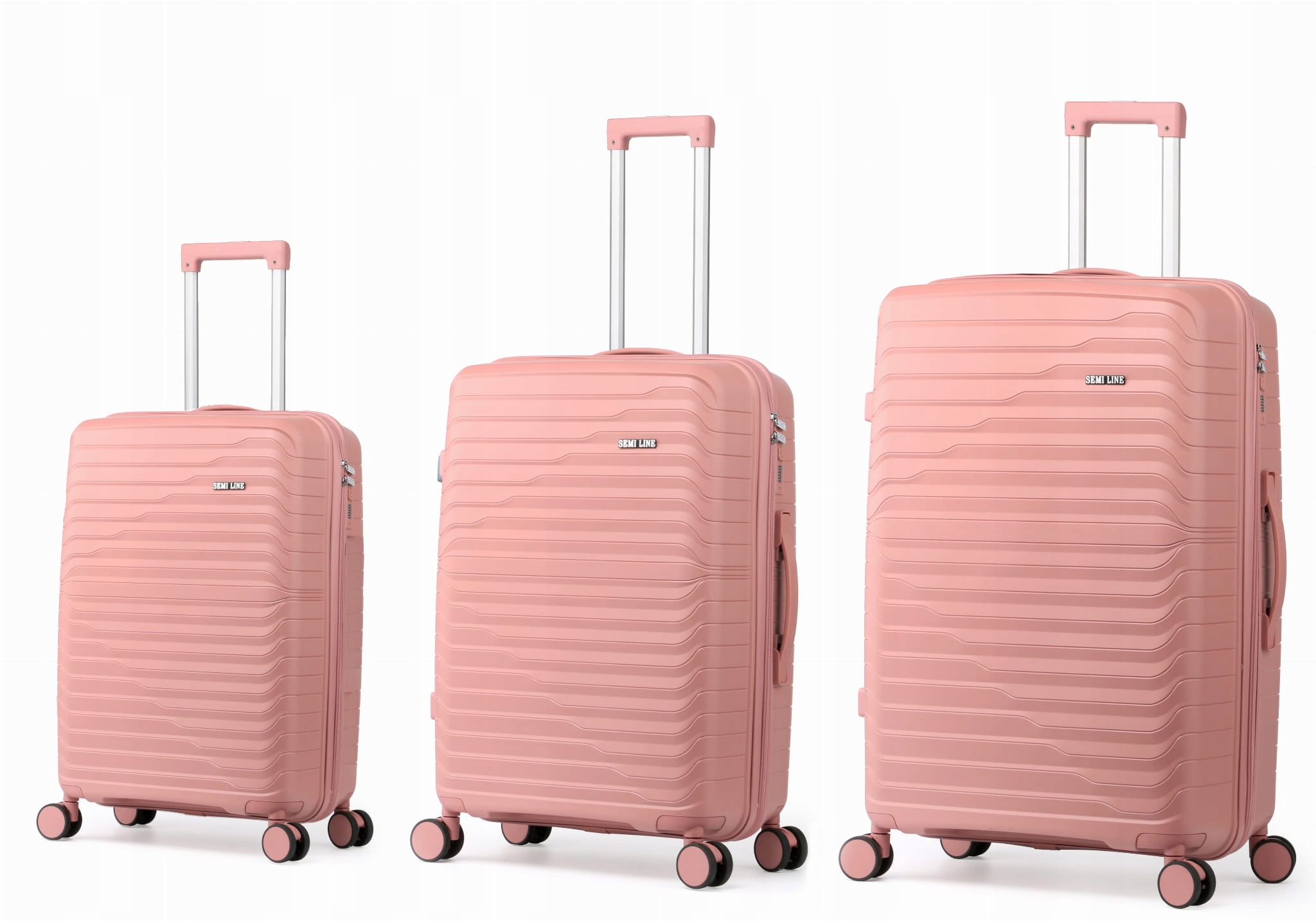 Sada tvrdých kufrů 3v1 Pp T5779-0 Semi Line růžová
