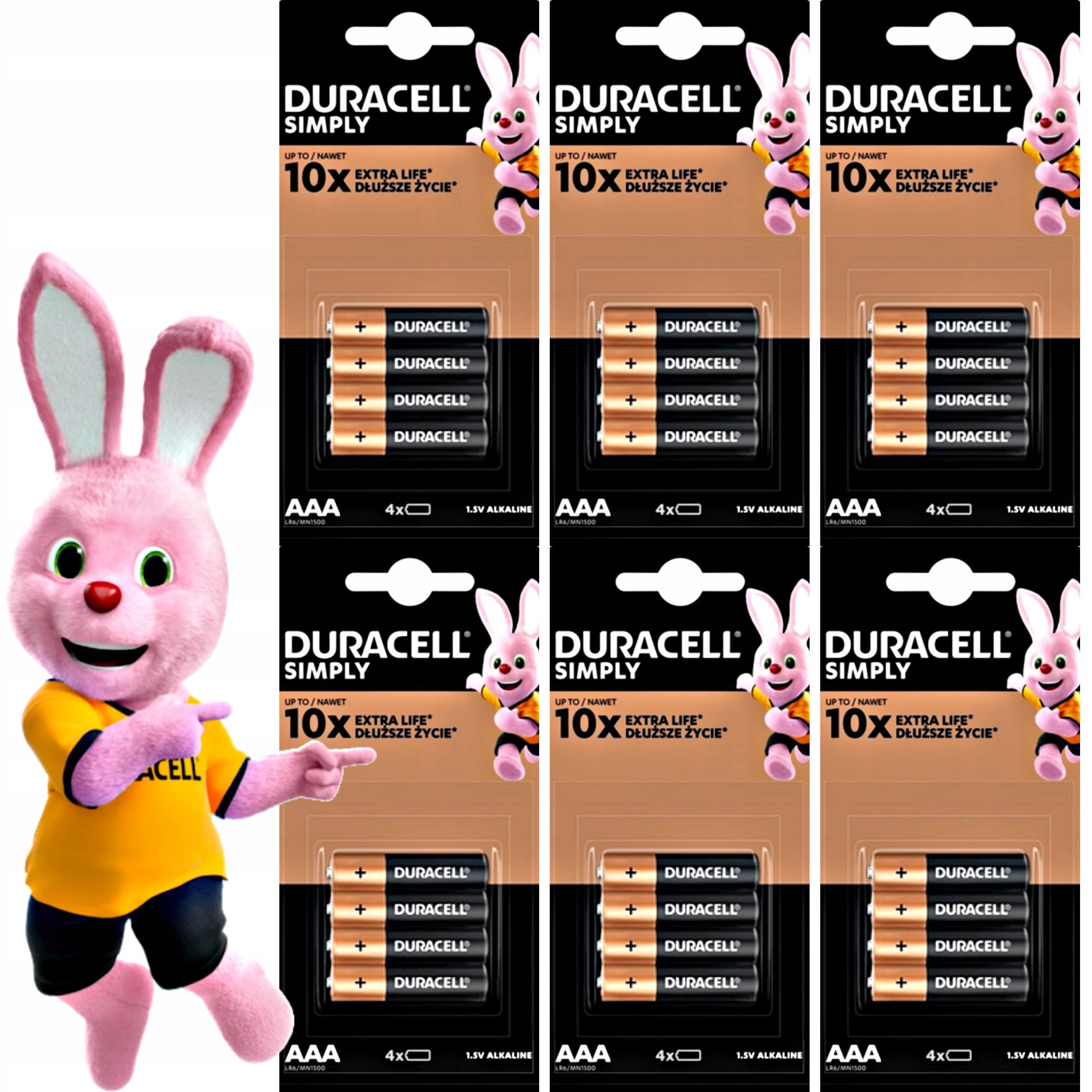 24x ORYGINALNE BATERIE ALKALICZNE DURACELL LR3/AAA 10 lat ważności