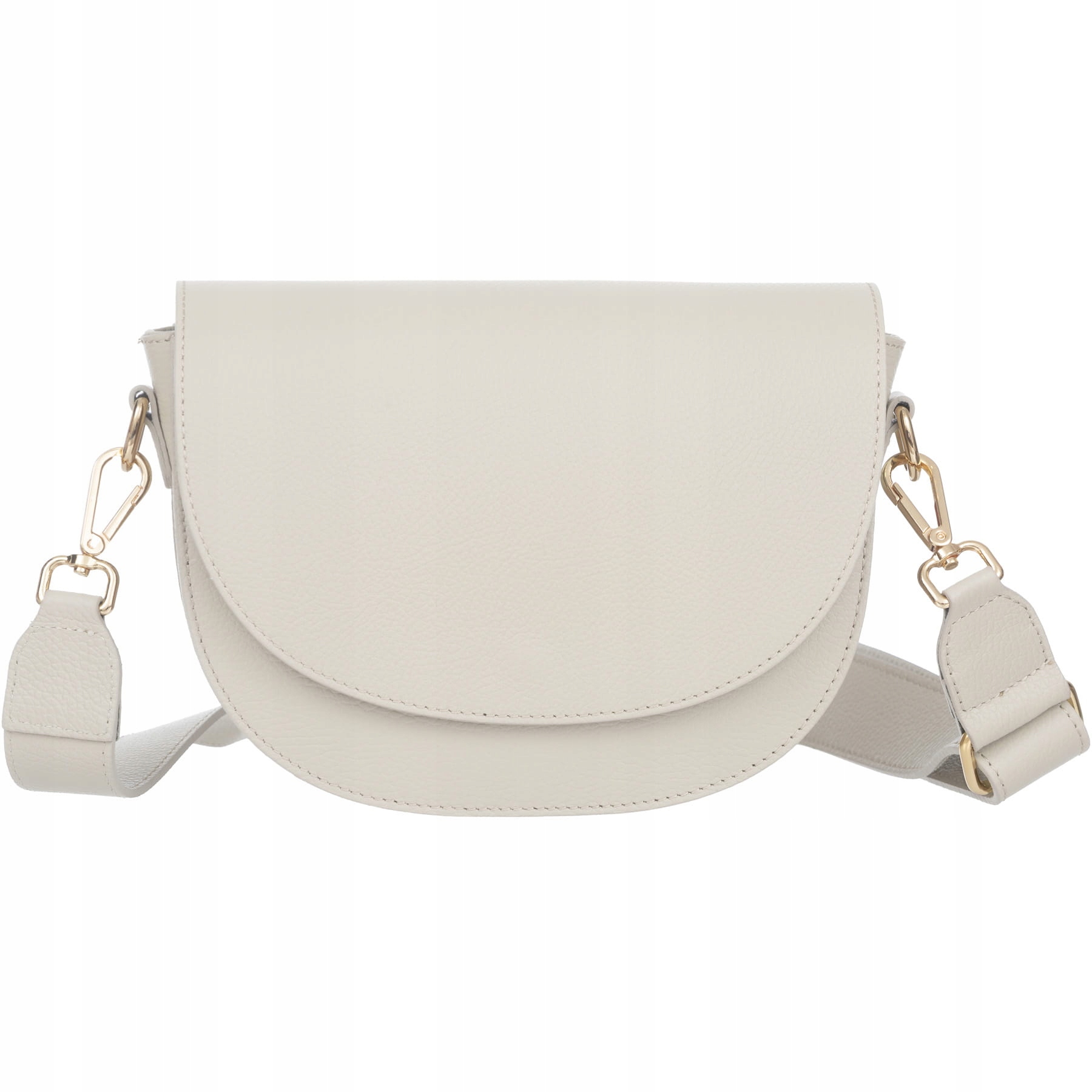 Vera Pelle torebka damska skórzana listonoszka z paskiem na ramię Kremowa