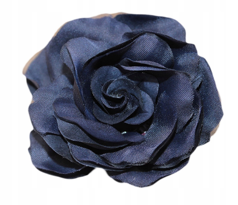 

-margut- Spinka broszka Kwiat Róża tiul granatowa
