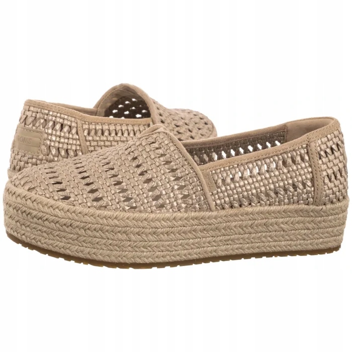 Espadrilkové boty Toms Valencia Champagne Metallic Basket Weave 10021921