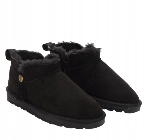 Blackfield Černé Zimní Sněhule S Kožešinou A Střapci 39 3DE