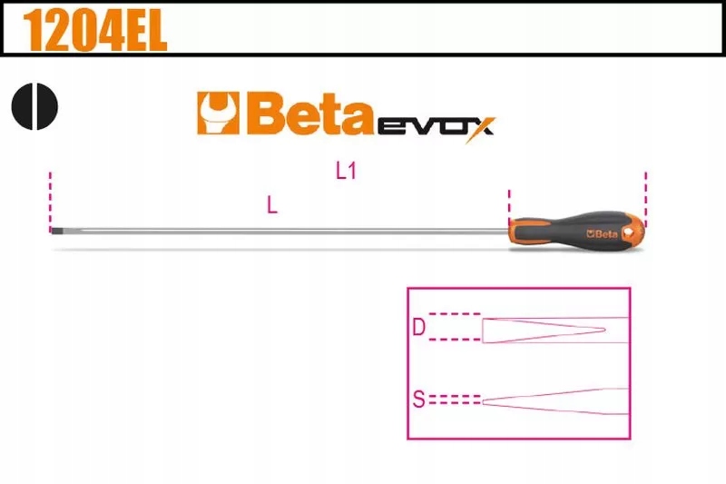 Wkrętak płaski wąski długi Beta 1204EL/2.5X200 Marka Beta