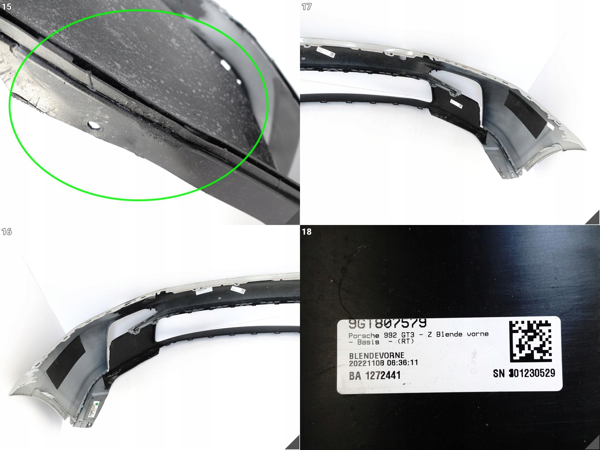 PORSCHE 911 992 GT3 21- bumper BUMPER + SPOILER accessories front 9GT807221