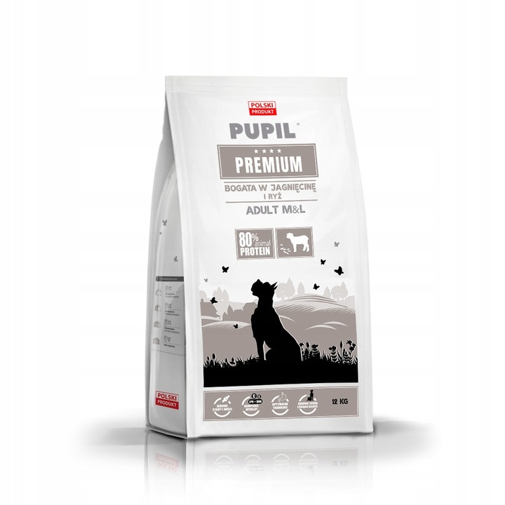 Sucha karma dla psa Pupil Premium Adult M&L jagnięcina i ryż 12kg