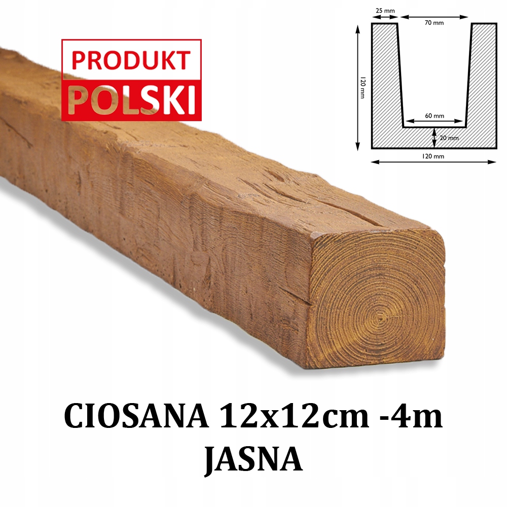 

Belka Rustykalna Ciosana Imitacja Belki 12x12 4m