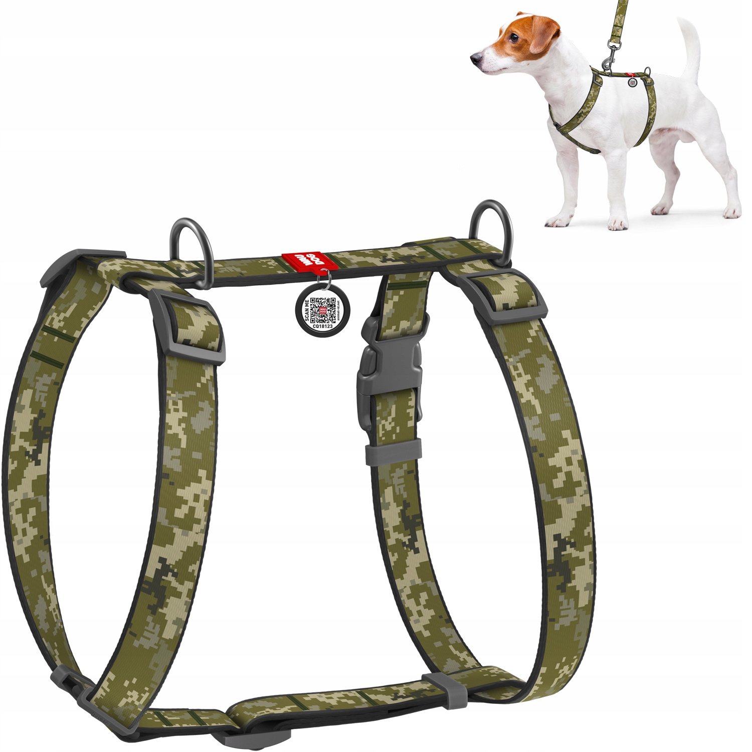 Levně Postroj pro psa ve tvaru písmene anatomický, kresba Military, vel. L