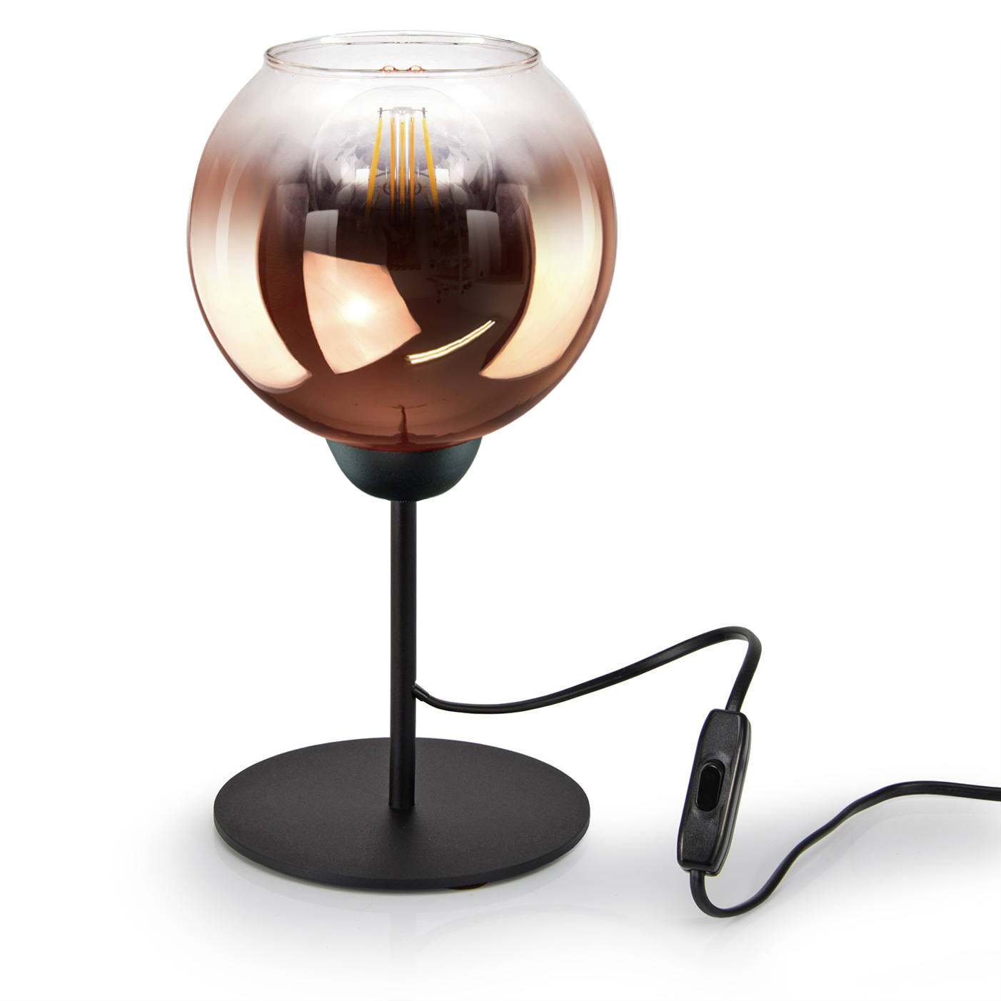

Lampka Nocna Dekoracyjna Kula Miedź Transparent