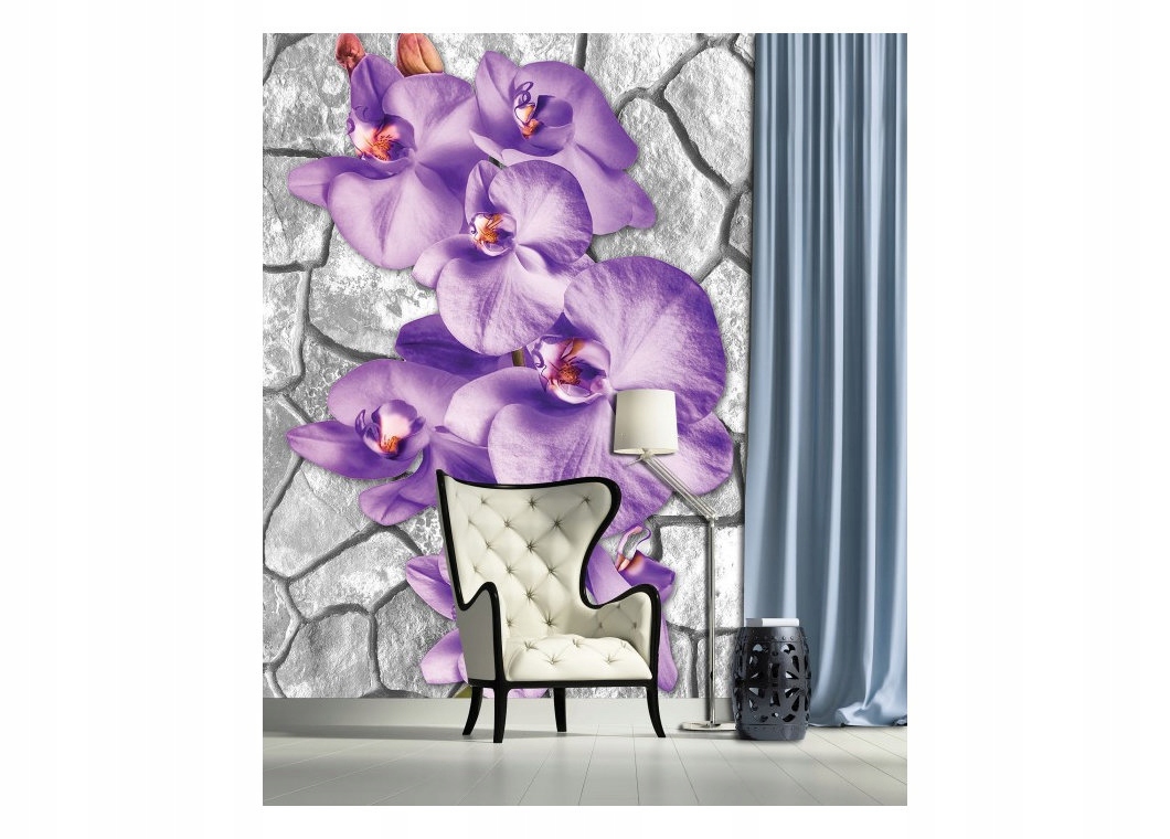Fototapeta Orchideje na kamenné stěně elegance květin 206x275 lepidlo