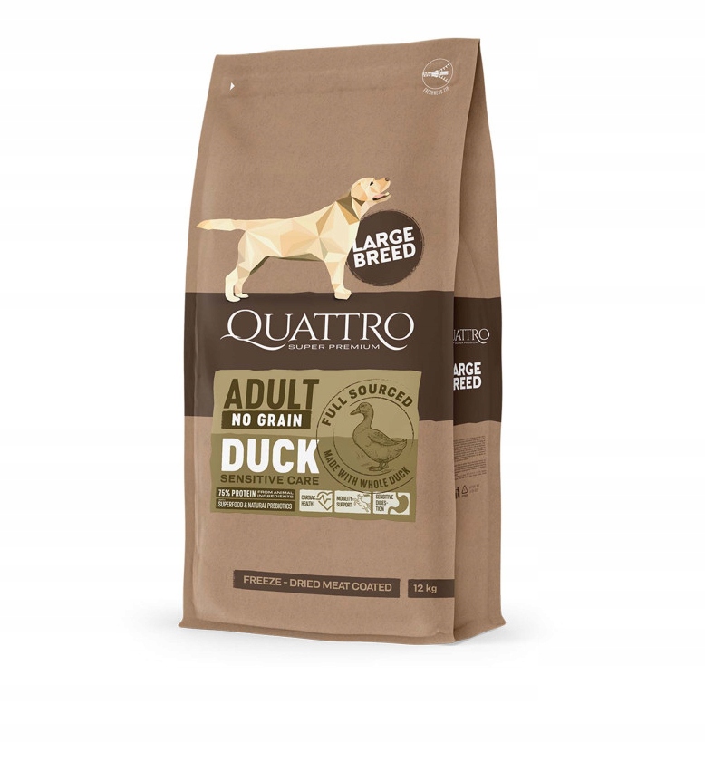 Quattro Grain Free Adult Large Duck Kaczka 12kg