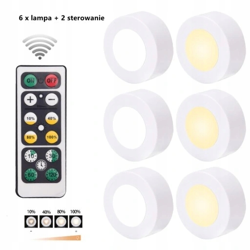 6 x bezdrôtové LED svetlá s diaľkovým ovládaním
