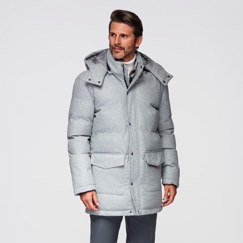 Teplá dlouhá pánská parka světle šedá melanž V3 OM-JALJ-0217 L