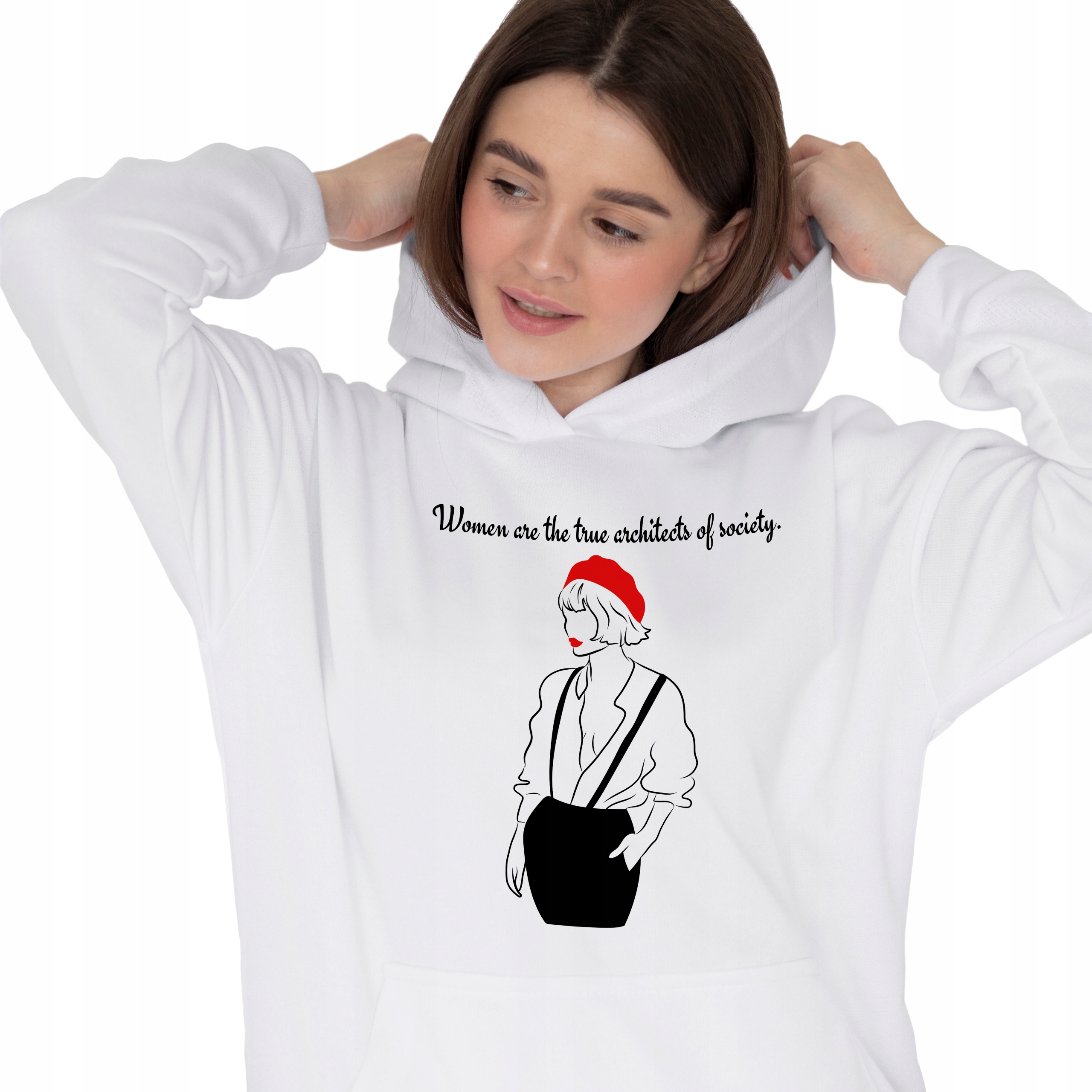 Mikina Bílá S Kapucí Ženské vzory M