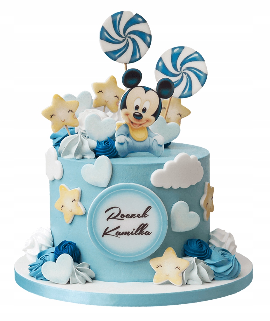 Levně Sada dekorací na dort Mickey Mouse Baby 17 El Hotové vyřezané Mickey Ráček