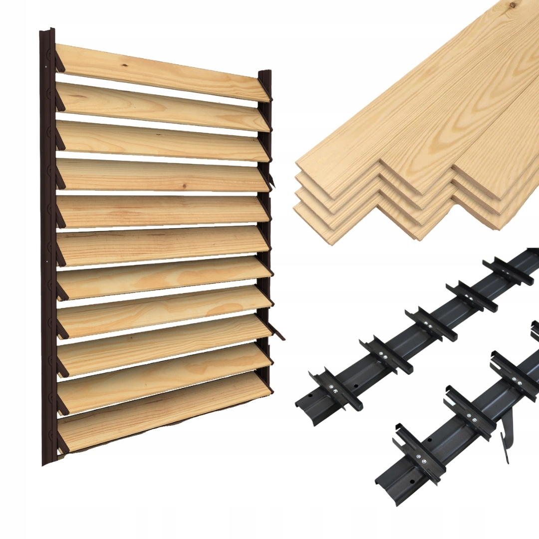 Sada Terasových Žaluzií Borovice 11 Ks Držák Ocelový Mechanismus Černý 100 CM