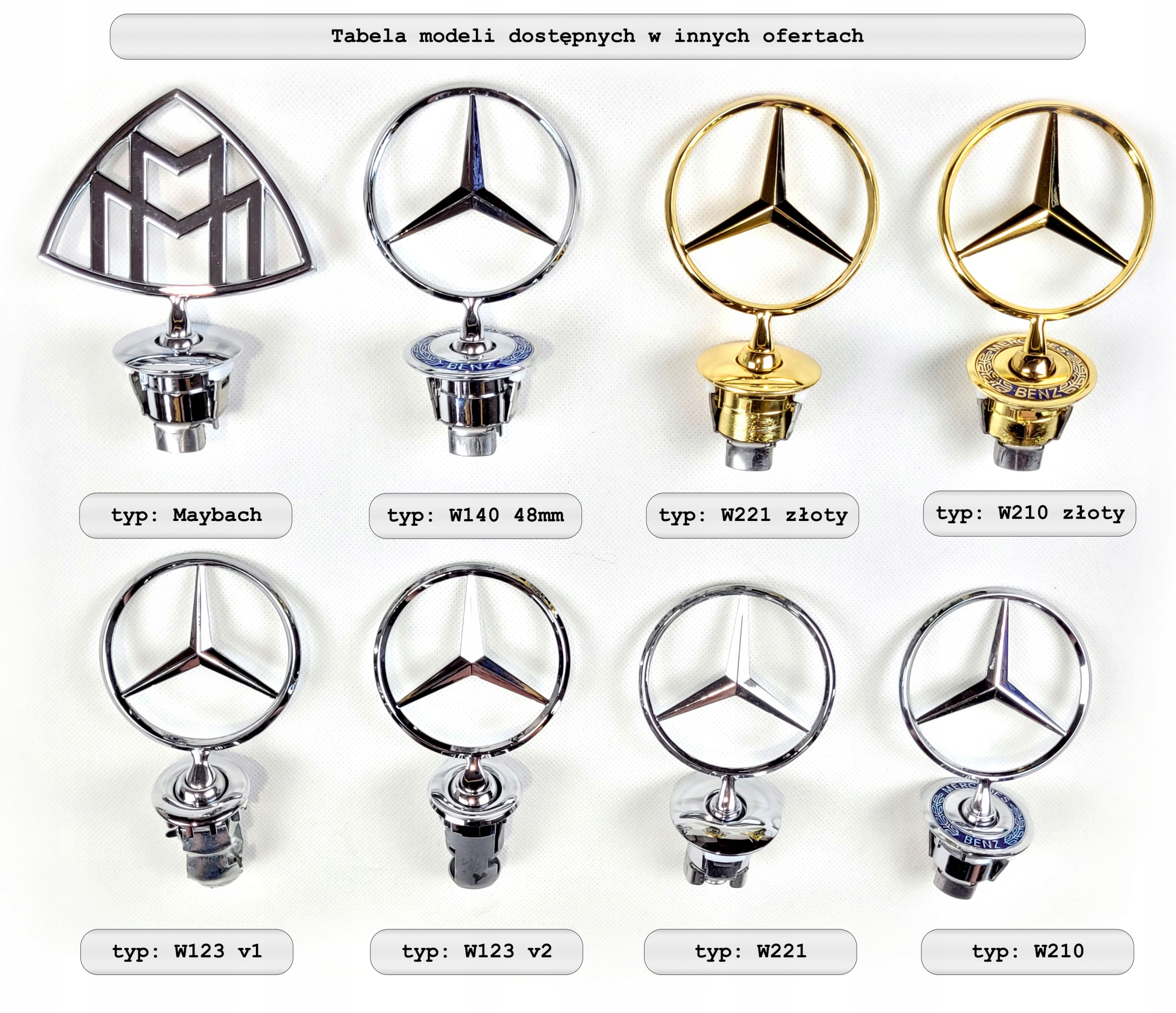 C123 W124 GWIAZDA W GRILL EMBLEMAT CHROM METAL Typ samochodu Samochody osobowe