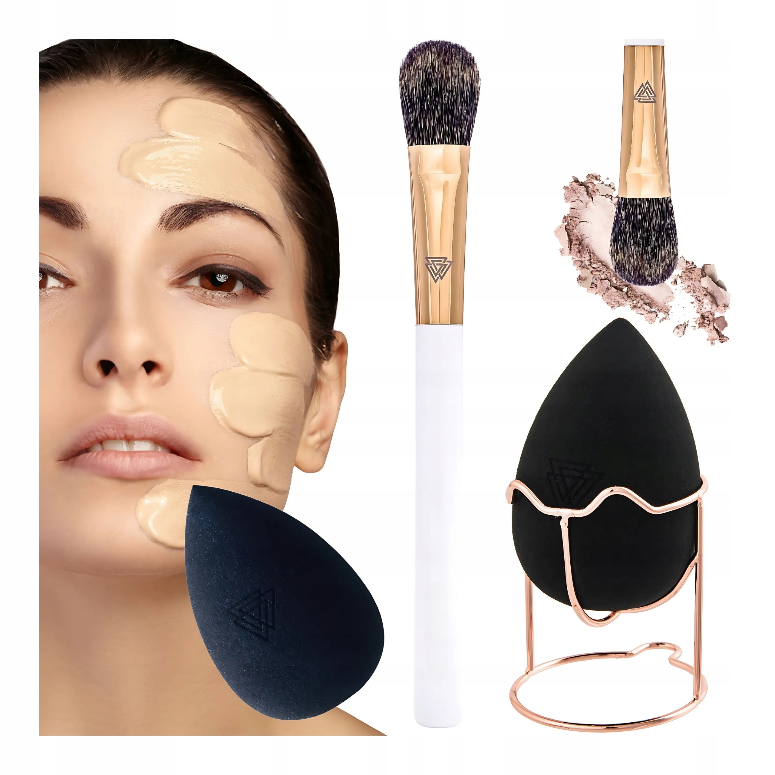 Profesionální Houbička Blender Měkký štětec na pudr Make-up Sada Make-up