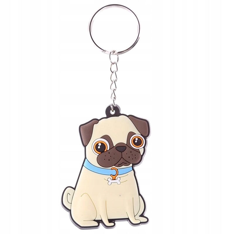 

Breloczek do kluczy Mops niebieska obróżka