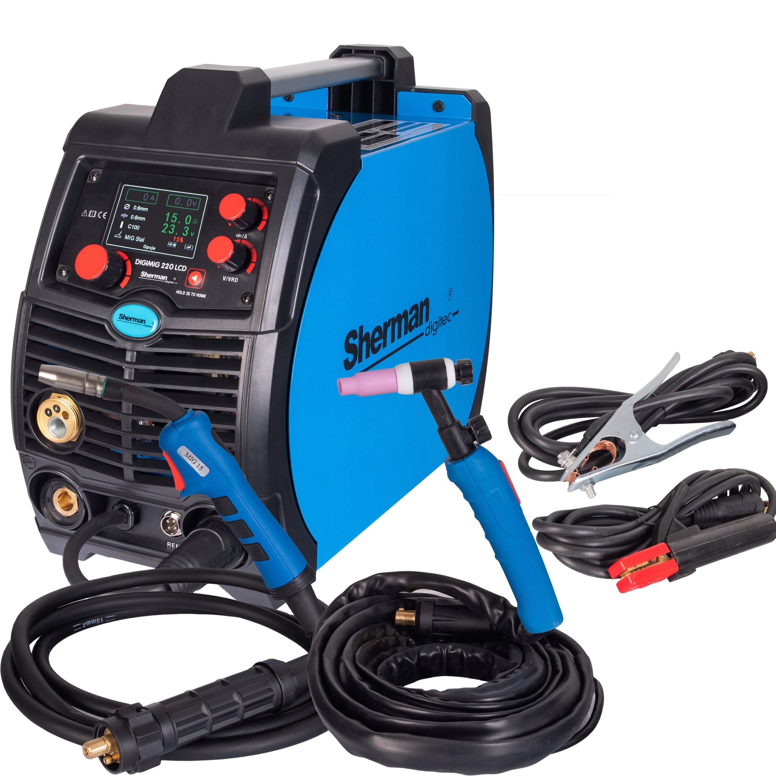 Svařovací Stroj Migomat Sherman Digimig 220 LCD Synergie Mig Mma Tig 200A 230V 3V1