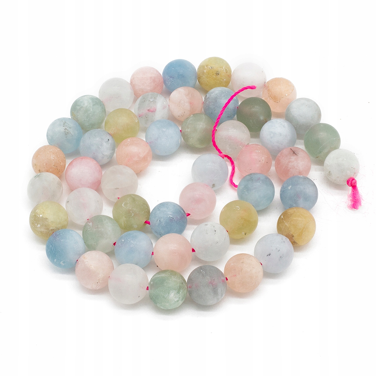 Korálky Přírodní Morganit, Mrazivý, Mix, 8-9mm, Otvor: 1mm, 45ks/40cm/nit