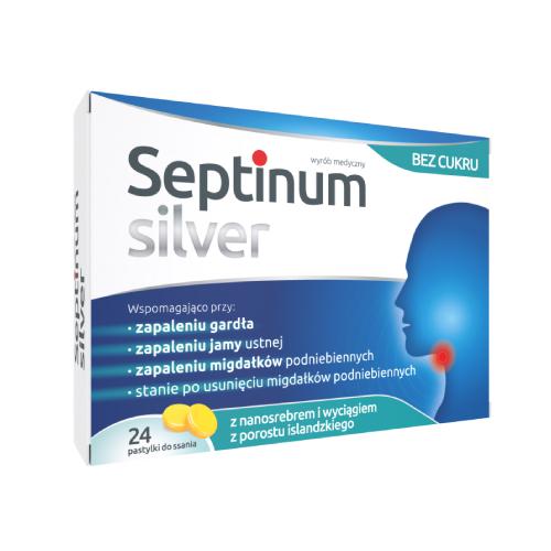 

Septinum Silver bez cukru, 24 pastylki do ssania
