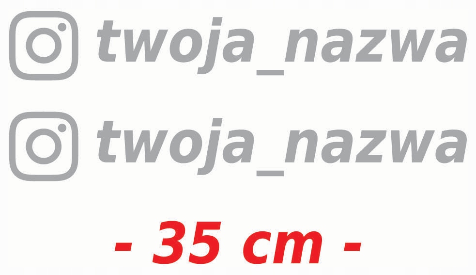 

Naklejka Instagram Twój tekst 35cm 2szt Srebrne