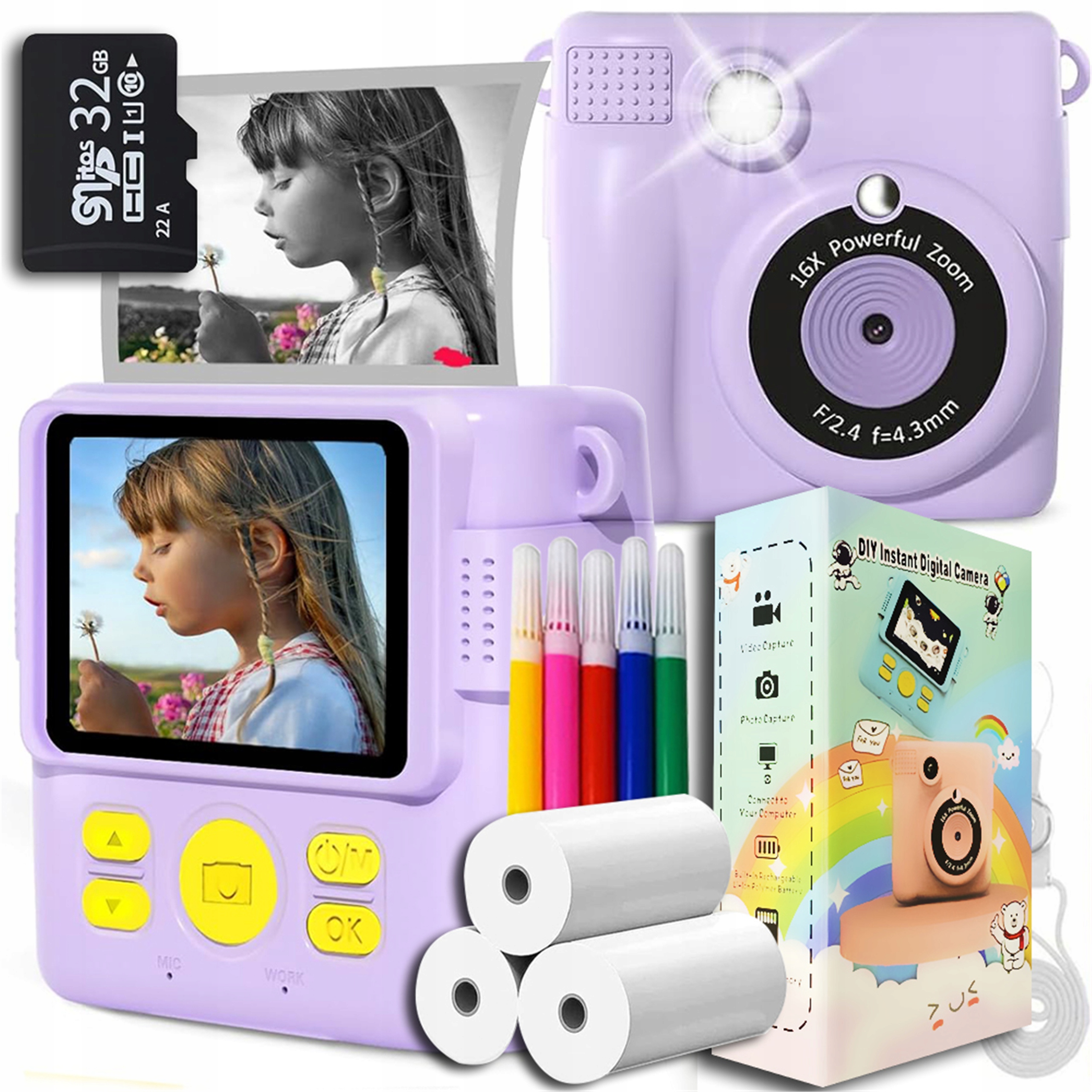 Digitální fotoaparát pro děti s okamžitým tiskem sada náplní