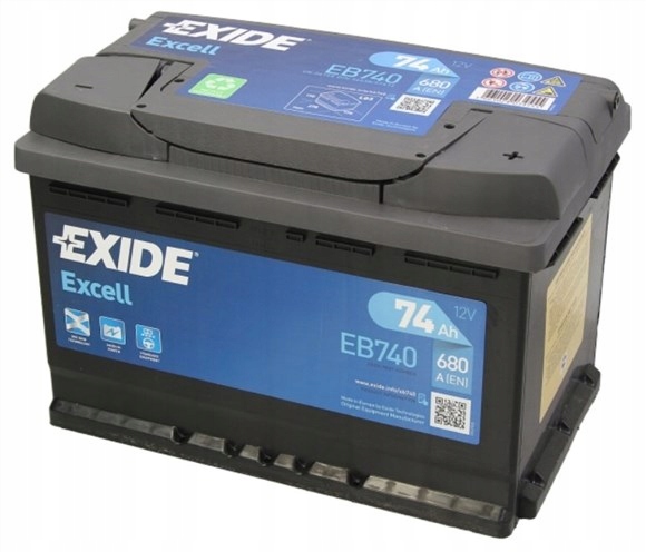 EB740 - АКУМУЛЯТОР EXIDE EXCELL 74AH 680A ПРОЇЗД + ЗАМІНА