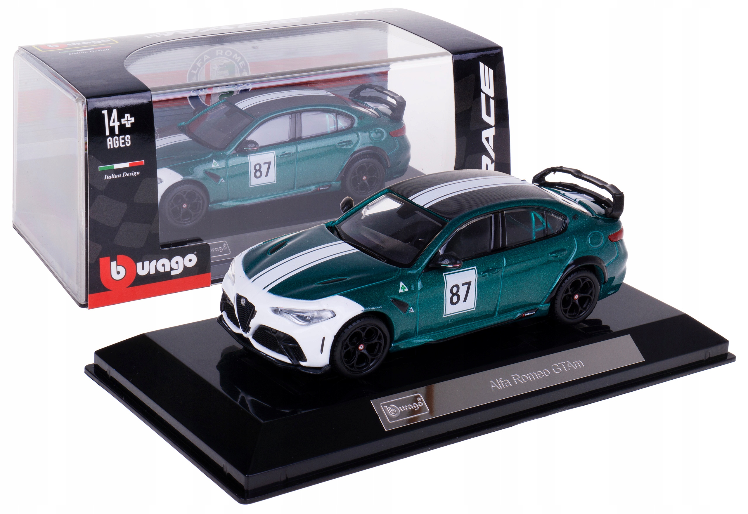Alfa Romeo Gtam Model Kovový Bburago 1:43 Box #87 Zelený
