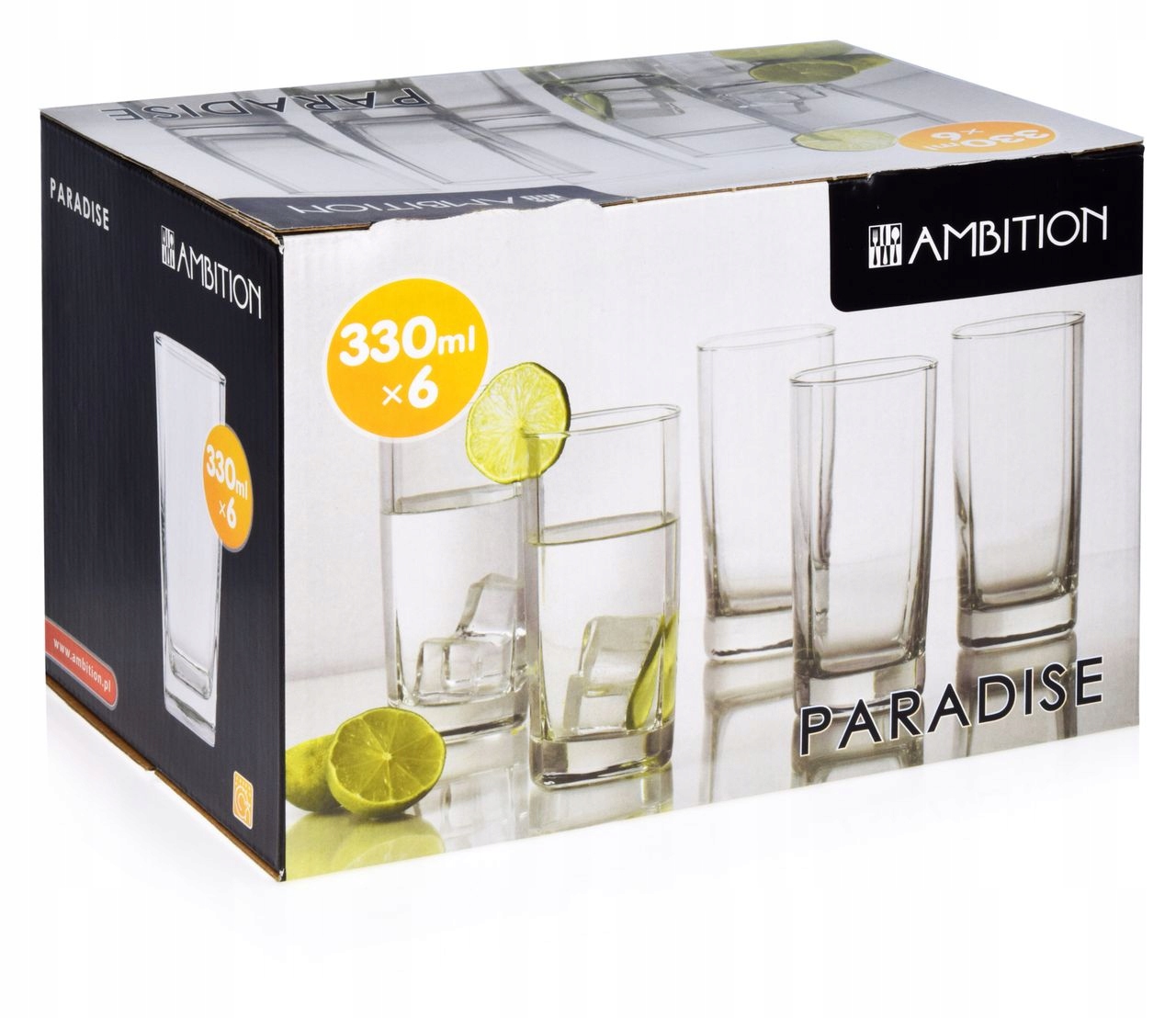 

Kwadratowe szklanki long Ambition Paradise 330ml