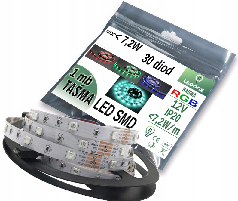 

Taśma Led 12V 5050 30LED IP20 Rgb Multikolor 1mb